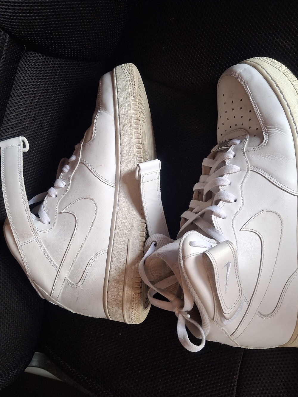White Nike Mid Air Force 1's